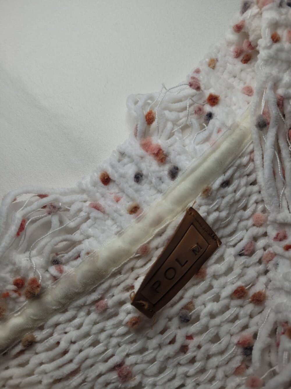 POL Distressed Confetti Sweater Cream Boho Oversized Crop Knit Medium - Picture 5 of 11